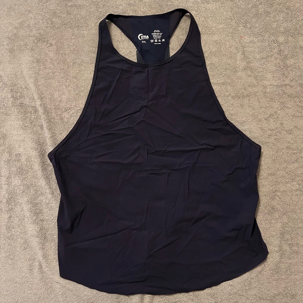 Zyia Double Racerback Mesh Tank Top Womens Size XXL Dark Navy Blue